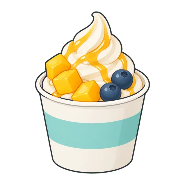 Vaso mini con helado natural, mango y blueberries